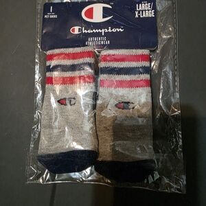 Champion Dog Socks - Navy, Red, and Gray- Grips Underneath- Size L/XL